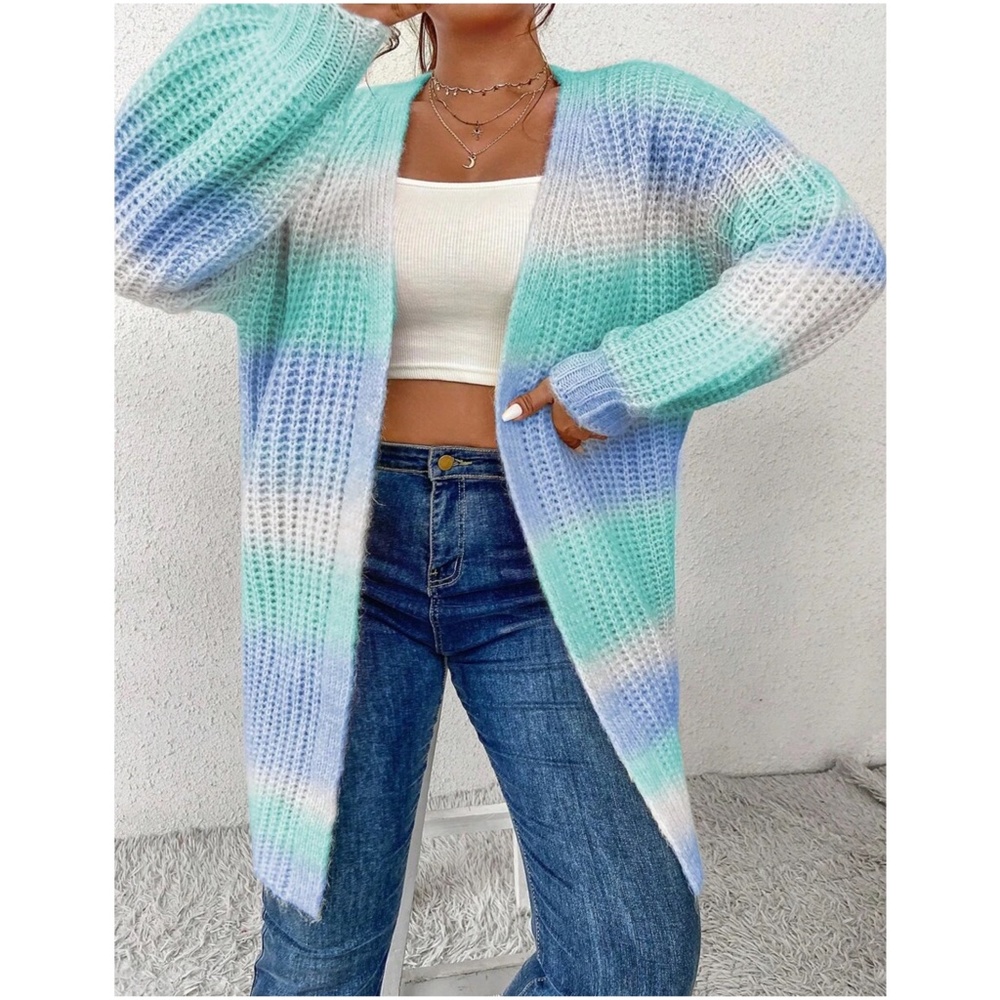 Plus Ombre Open Front Knit Cardigan - Picture 8 of 10